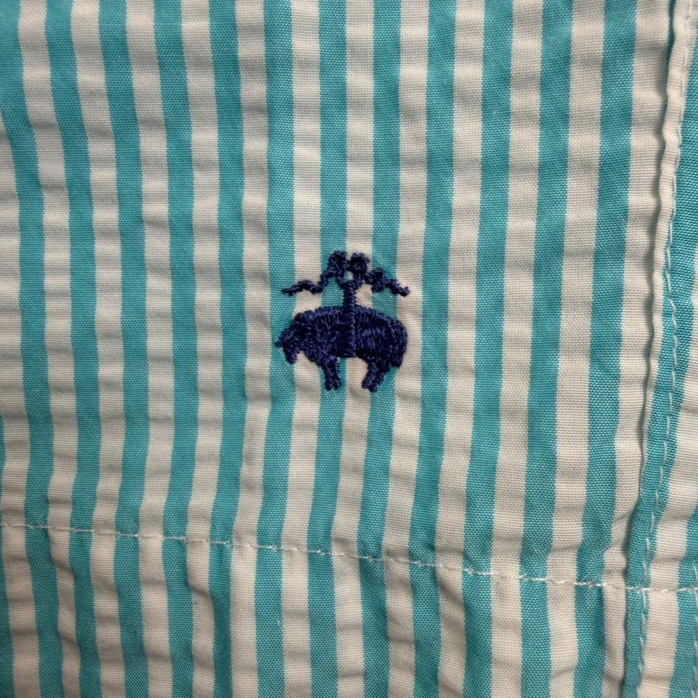 Brooks Brothers 346 Mens XXL Blue White Seersucker Striped Swim Trunks Shorts